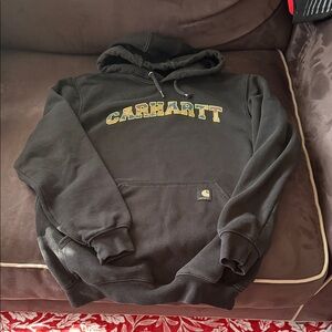 Carhartt Black Hoodie with Yellow Green Arch Logo